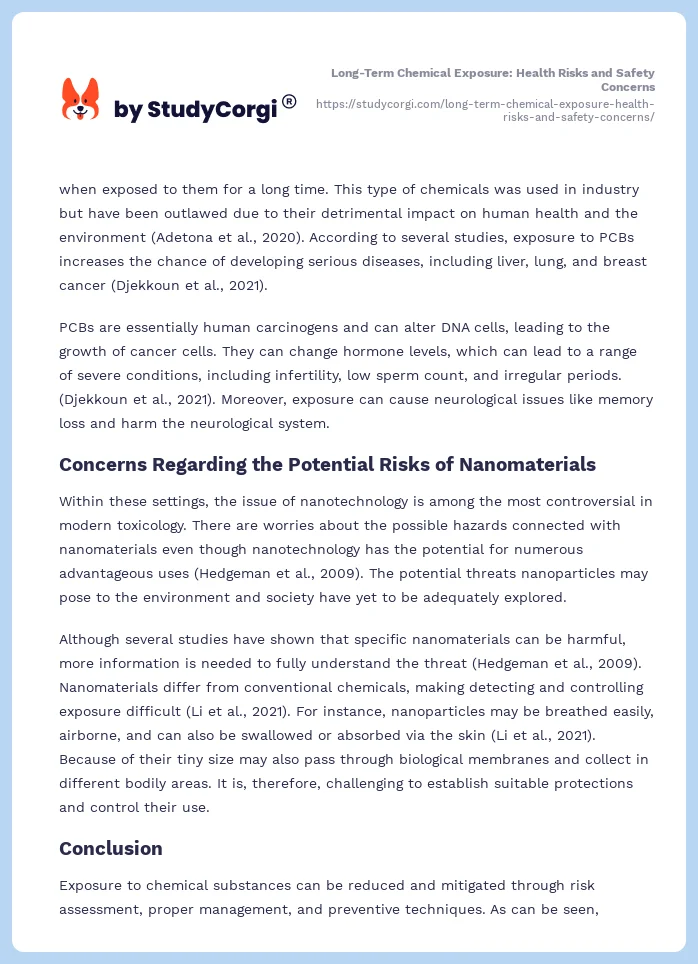 Long-Term Chemical Exposure: Health Risks and Safety Concerns. Page 2