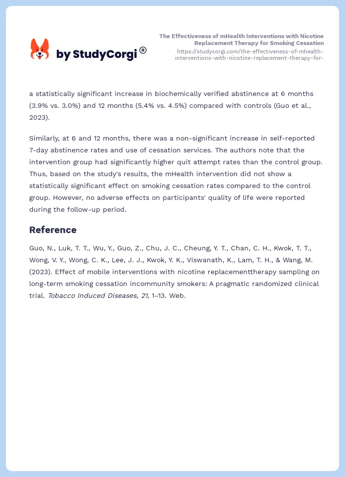 The Effectiveness of mHealth Interventions with Nicotine Replacement Therapy for Smoking Cessation. Page 2