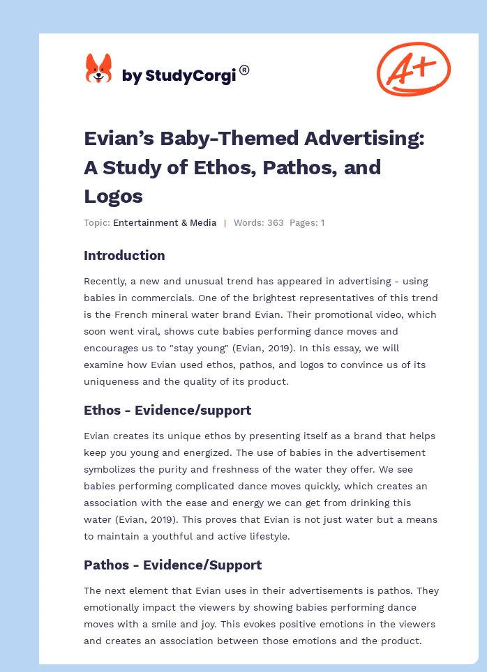 Evian’s Baby-Themed Advertising: A Study of Ethos, Pathos, and Logos. Page 1