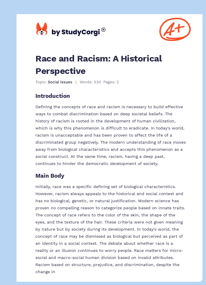 Race and Racism: A Historical Perspective. Page 1