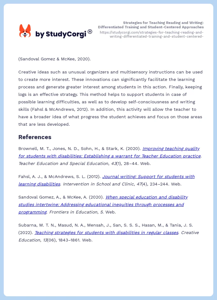 Strategies for Teaching Reading and Writing: Differentiated Training and Student-Centered Approaches. Page 2