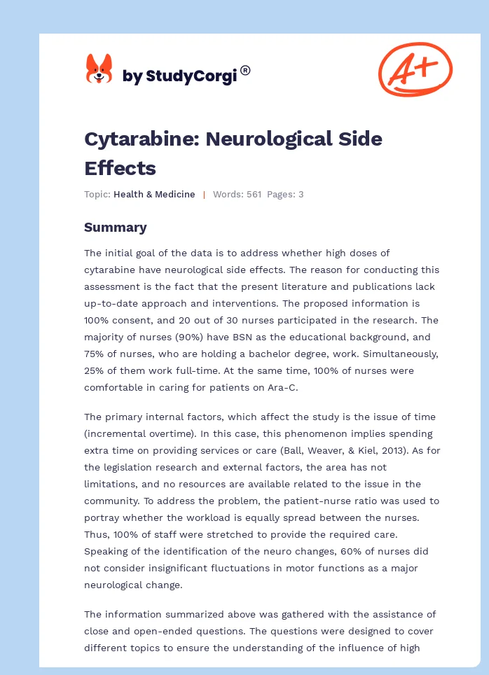 Cytarabine: Neurological Side Effects. Page 1