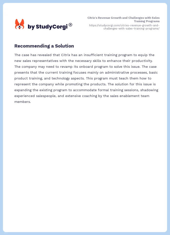Citrix's Revenue Growth and Challenges with Sales Training Programs. Page 2