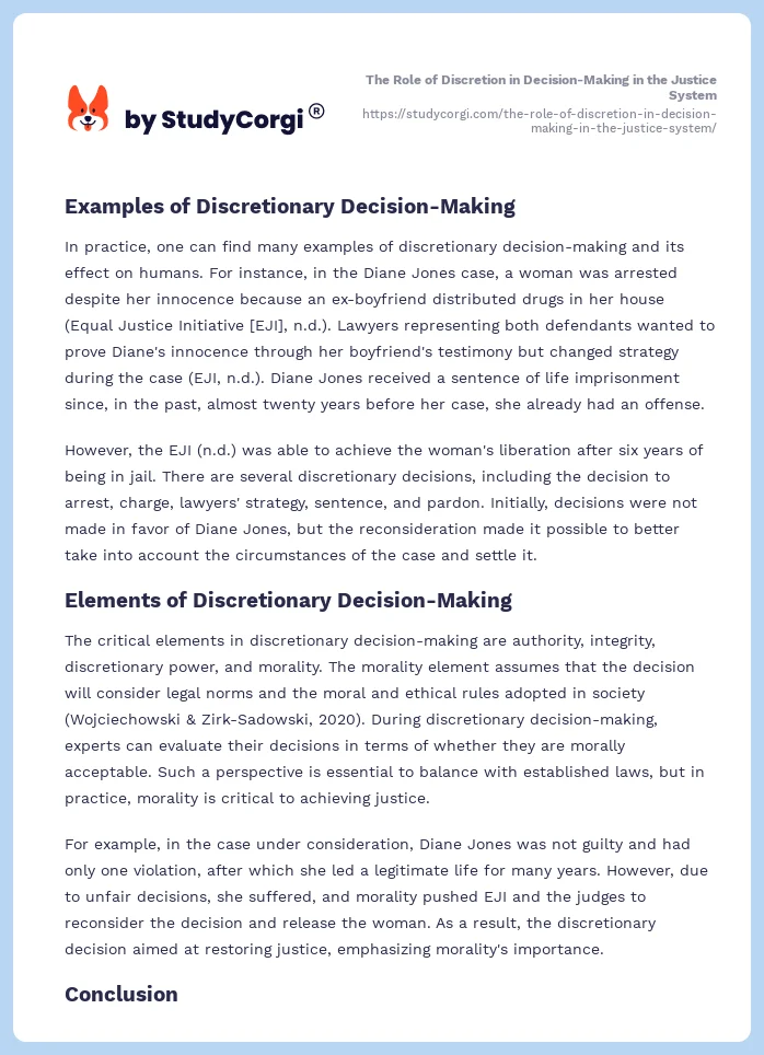 The Role of Discretion in Decision-Making in the Justice System. Page 2