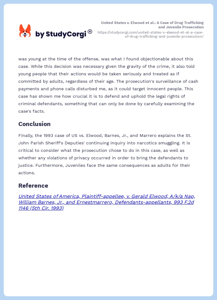 United States v. Elwood et al.: A Case of Drug Trafficking and Juvenile Prosecution. Page 2