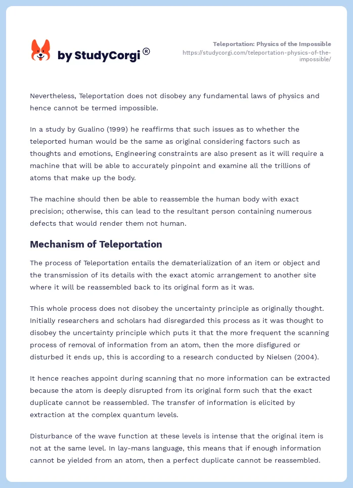 Teleportation: Physics of the Impossible. Page 2