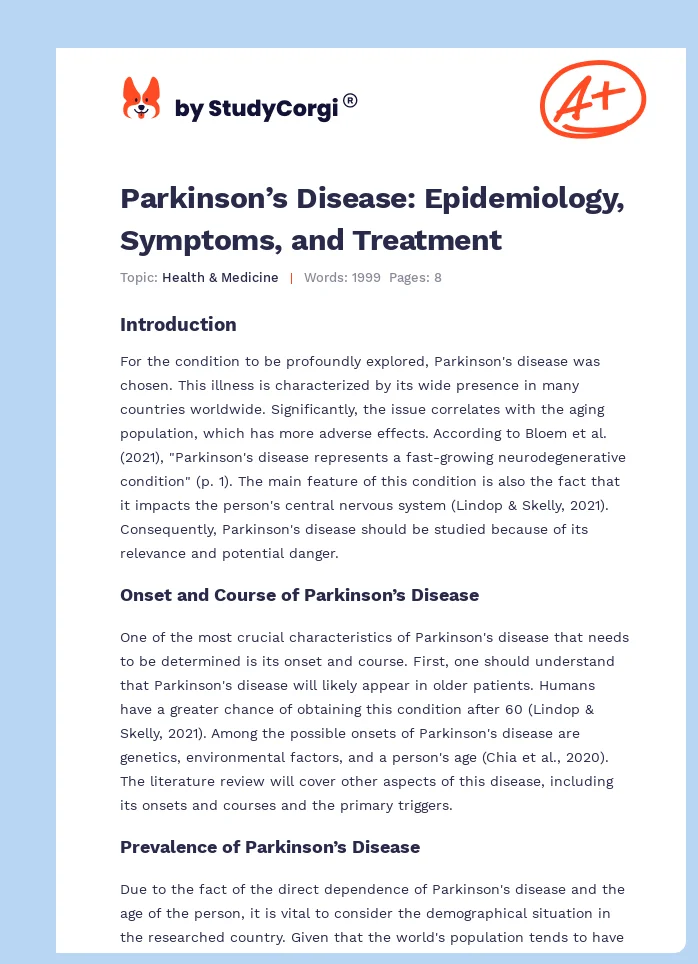 Parkinson's Disease: Epidemiology, Symptoms, And Treatment 