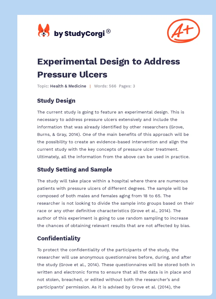Experimental Design to Address Pressure Ulcers. Page 1