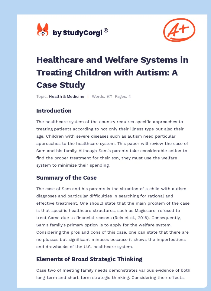 Healthcare and Welfare Systems in Treating Children with Autism: A Case Study. Page 1