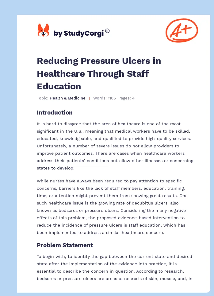 Reducing Pressure Ulcers in Healthcare Through Staff Education. Page 1