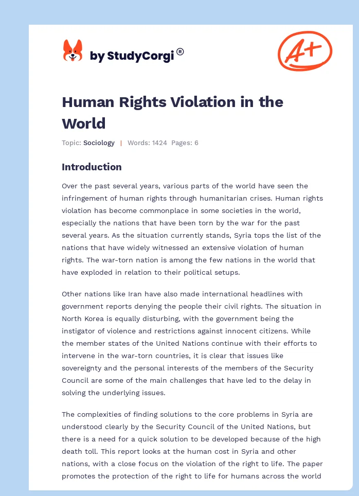 Human Rights Violation in the World. Page 1