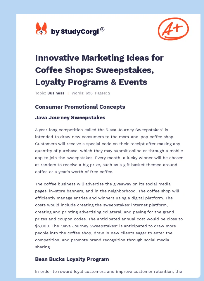 Innovative Marketing Ideas for Coffee Shops: Sweepstakes, Loyalty Programs & Events. Page 1