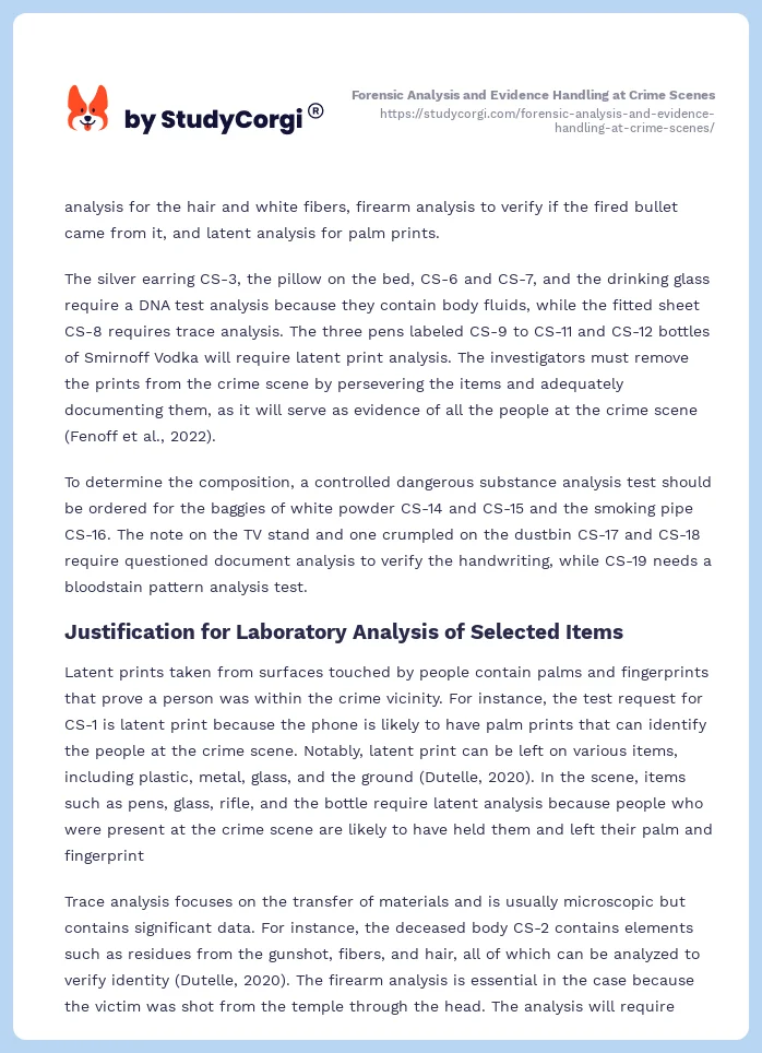 Forensic Analysis and Evidence Handling at Crime Scenes. Page 2