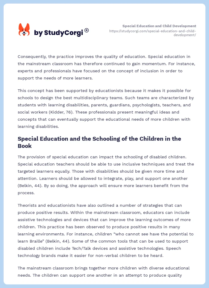 Special Education and Child Development. Page 2