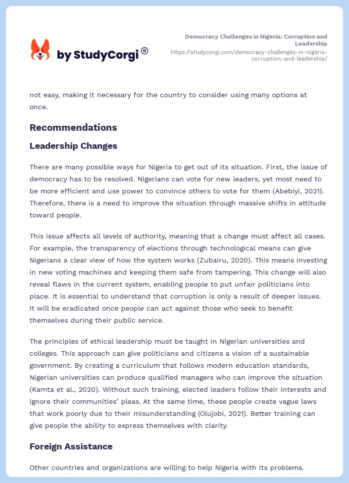 Democracy Challenges in Nigeria: Corruption and Leadership. Page 2