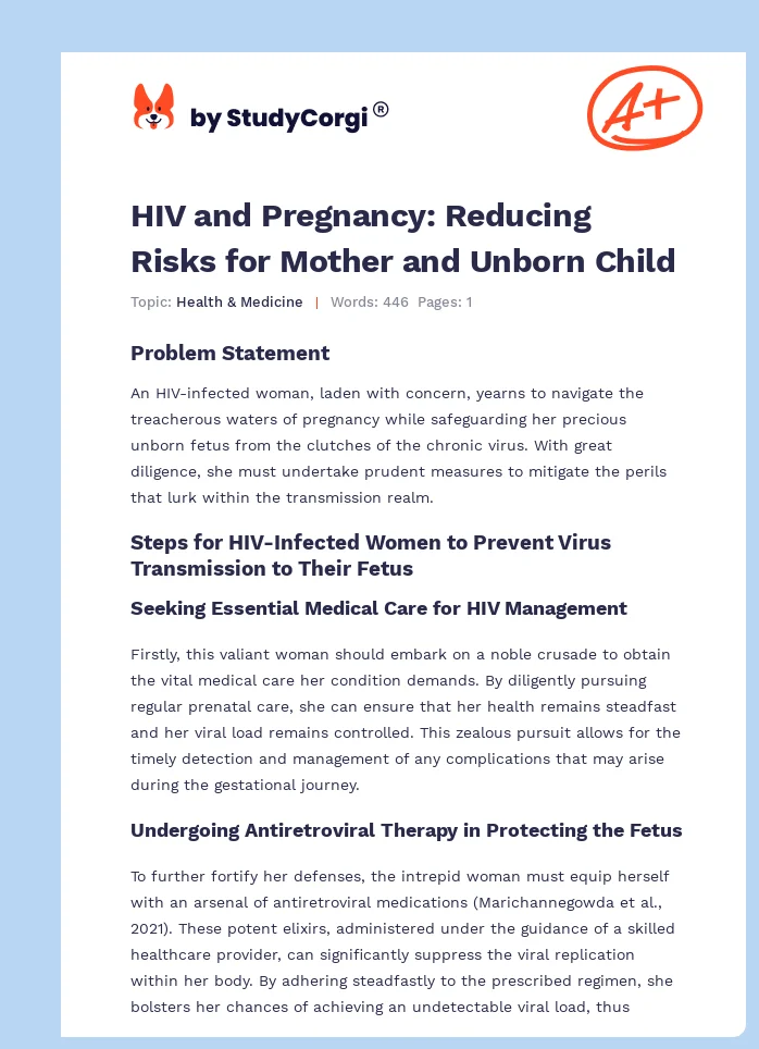 HIV and Pregnancy: Reducing Risks for Mother and Unborn Child. Page 1