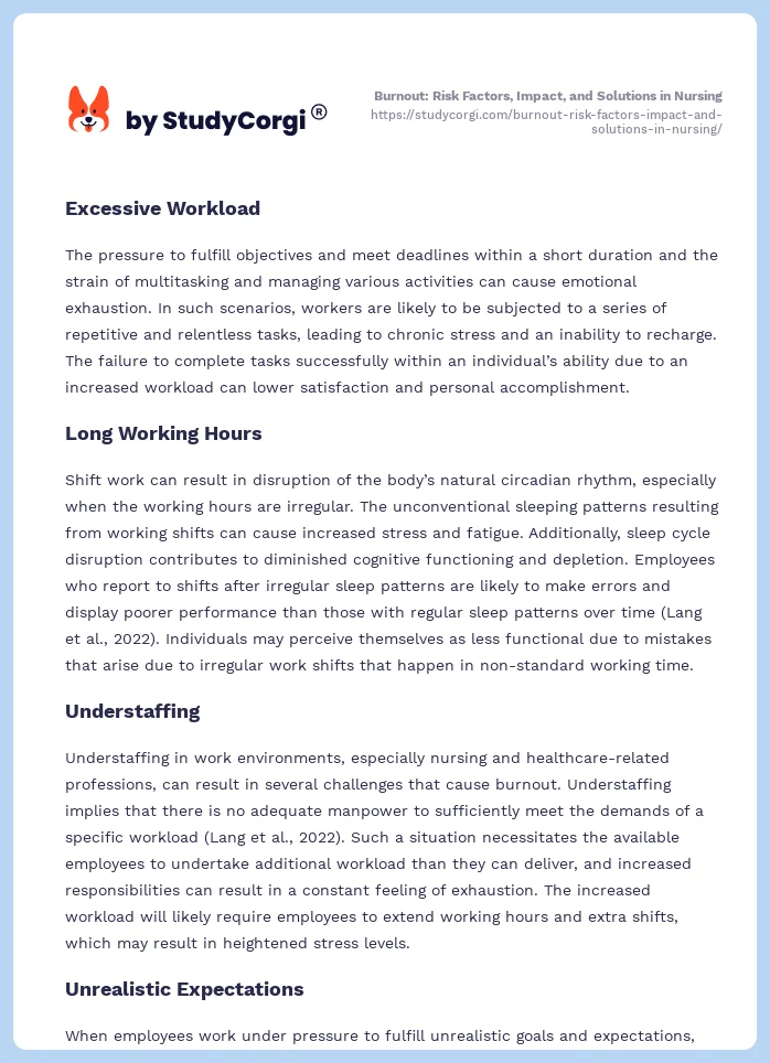 Burnout: Risk Factors, Impact, and Solutions in Nursing. Page 2