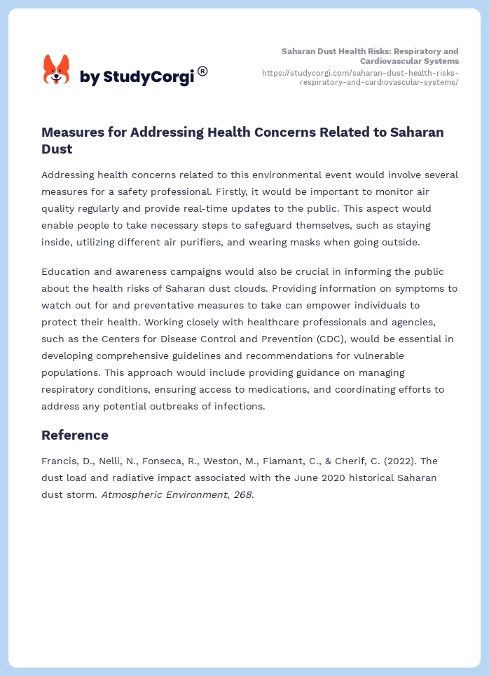 Saharan Dust Health Risks: Respiratory and Cardiovascular Systems. Page 2