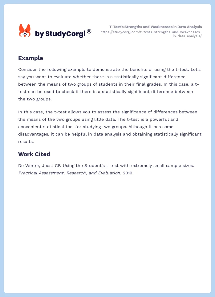 T-Test's Strengths and Weaknesses in Data Analysis. Page 2