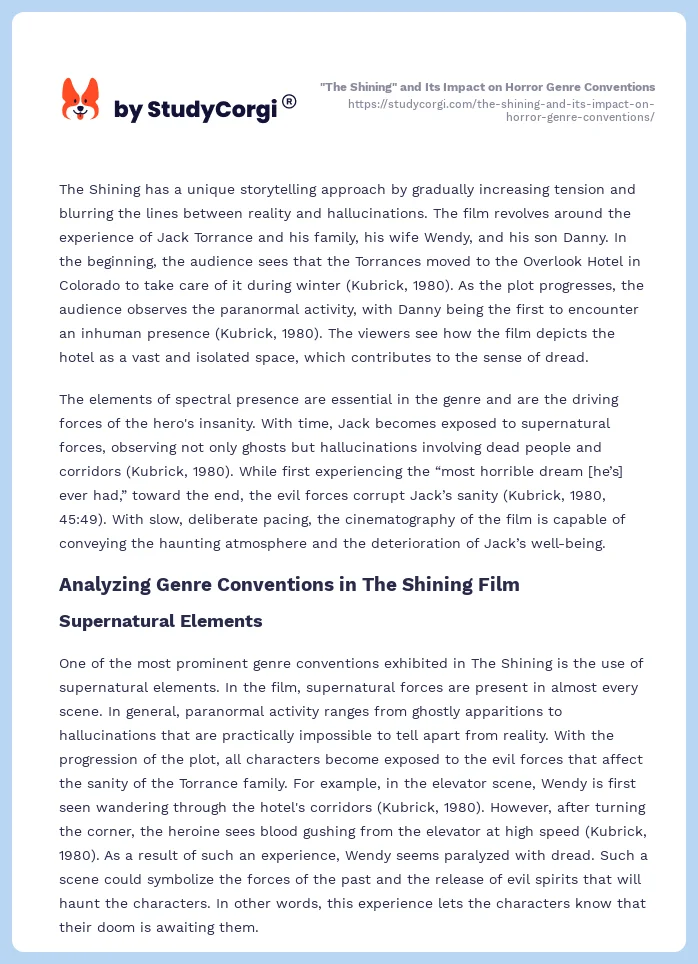 "The Shining" and Its Impact on Horror Genre Conventions. Page 2