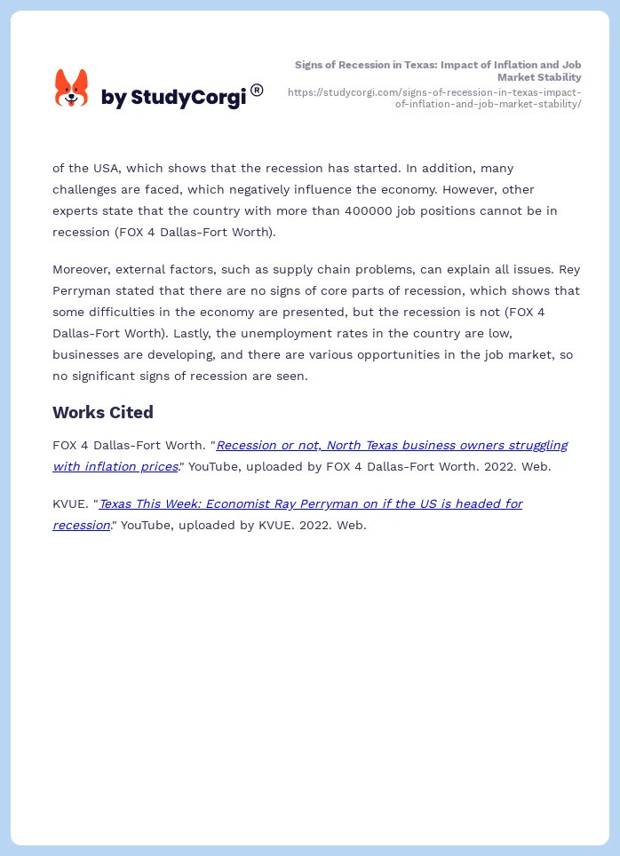 Signs of Recession in Texas: Impact of Inflation and Job Market Stability. Page 2