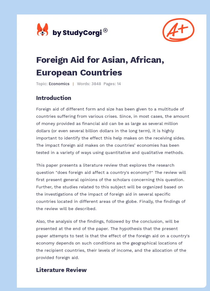Foreign Aid for Asian, African, European Countries. Page 1