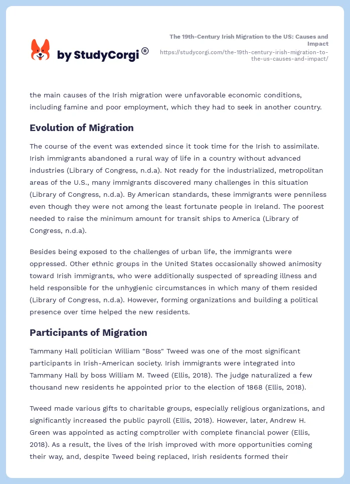 The 19th-Century Irish Migration to the US: Causes and Impact. Page 2