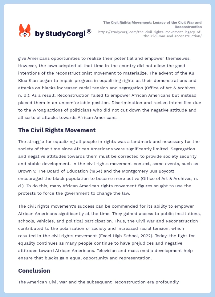 The Civil Rights Movement: Legacy of the Civil War and Reconstruction. Page 2