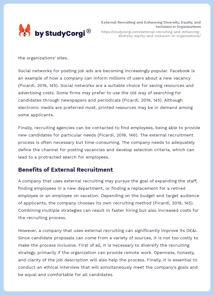 External Recruiting and Enhancing Diversity, Equity, and Inclusion in Organizations. Page 2