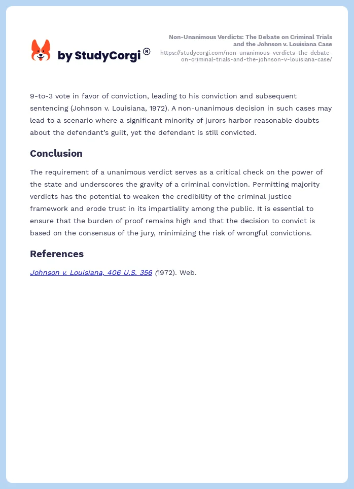 Non-Unanimous Verdicts: The Debate on Criminal Trials and the Johnson v. Louisiana Case. Page 2