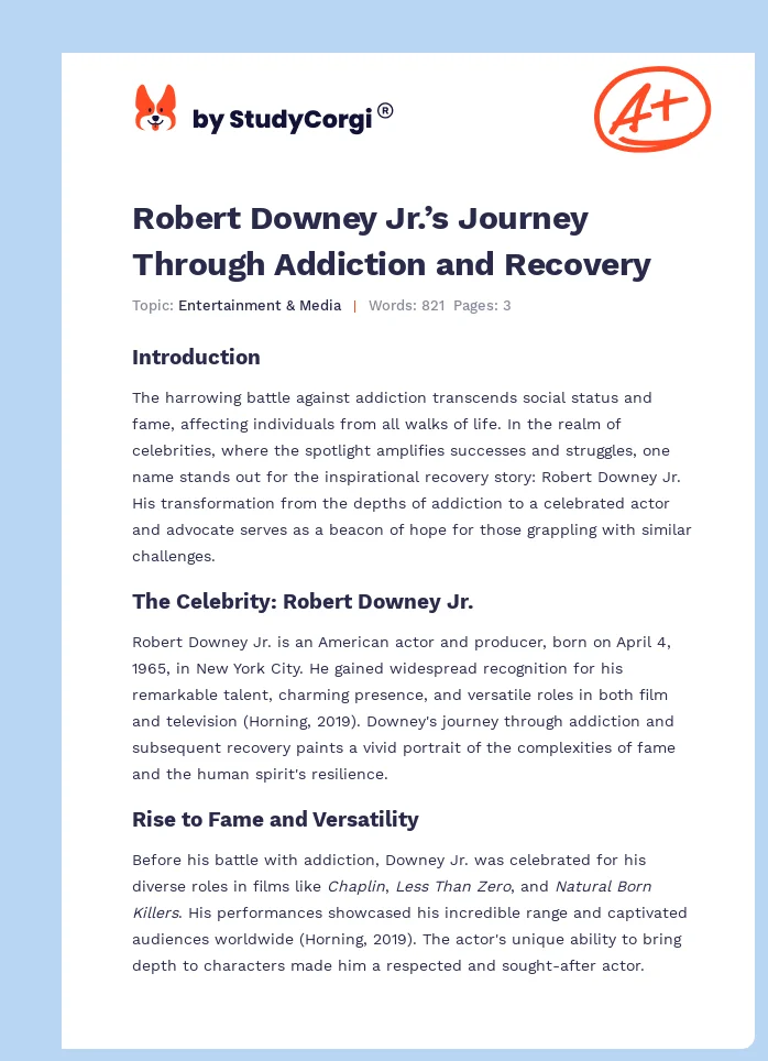 Robert Downey Jr.’s Journey Through Addiction and Recovery. Page 1