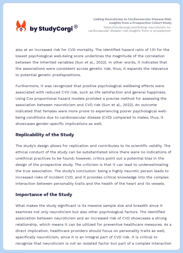 Linking Neuroticism to Cardiovascular Disease Risk: Insights from a Prospective Cohort Study. Page 2