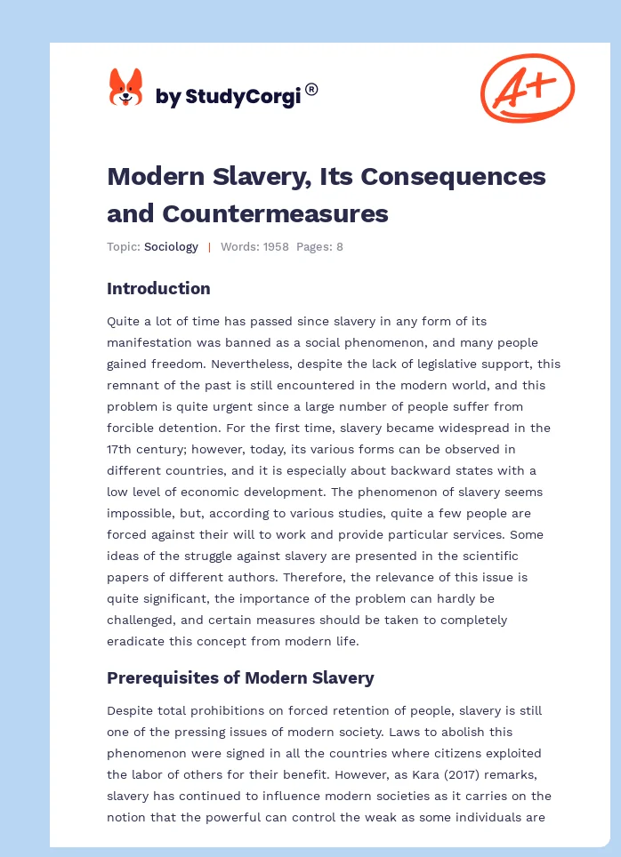 Modern Slavery, Its Consequences and Countermeasures. Page 1