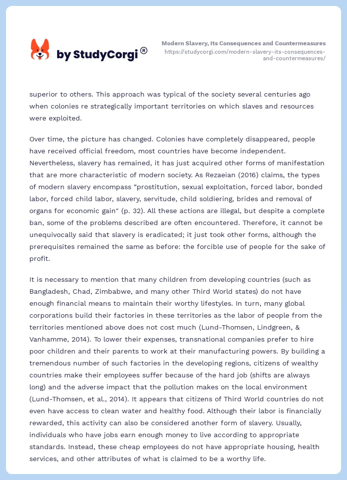 Modern Slavery, Its Consequences and Countermeasures. Page 2