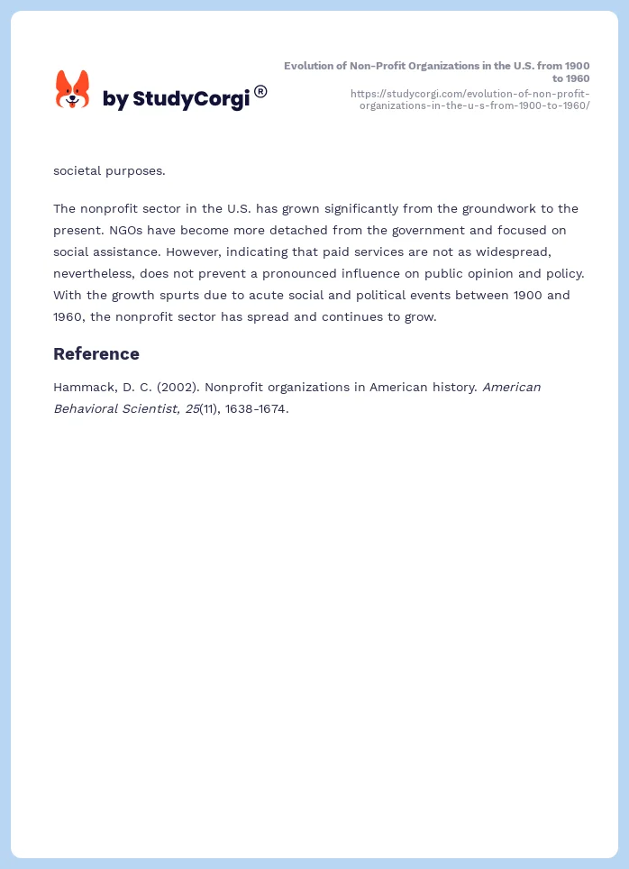 Evolution of Non-Profit Organizations in the U.S. from 1900 to 1960. Page 2