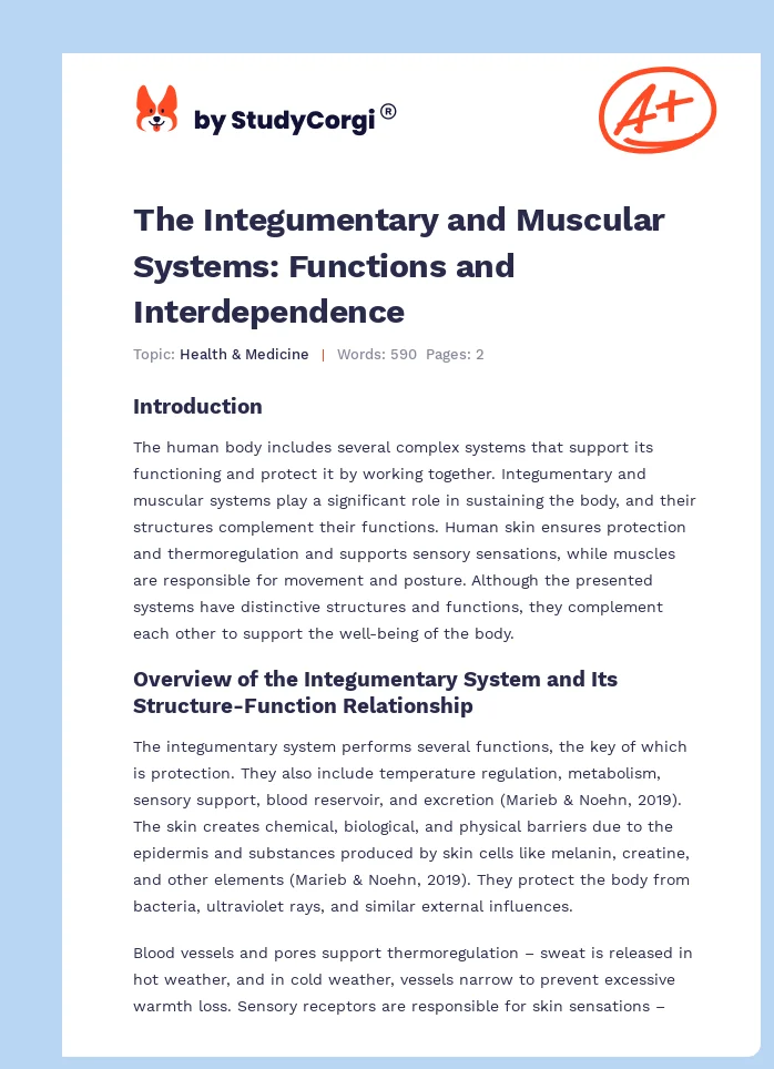 The Integumentary and Muscular Systems: Functions and Interdependence. Page 1