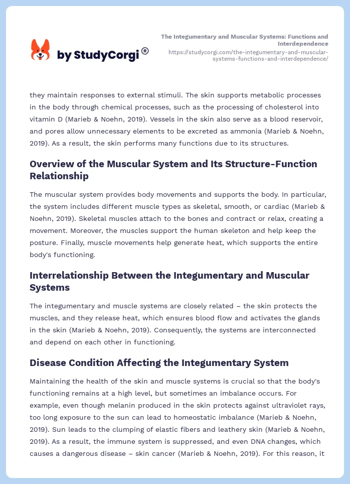 The Integumentary and Muscular Systems: Functions and Interdependence. Page 2