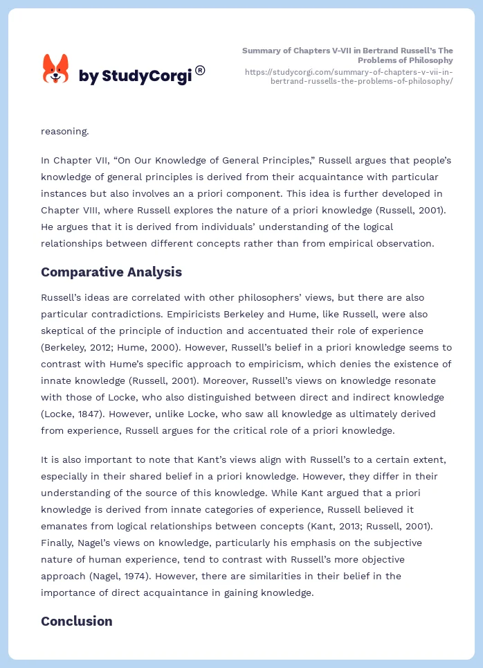 Summary of Chapters V-VII in Bertrand Russell’s The Problems of Philosophy. Page 2