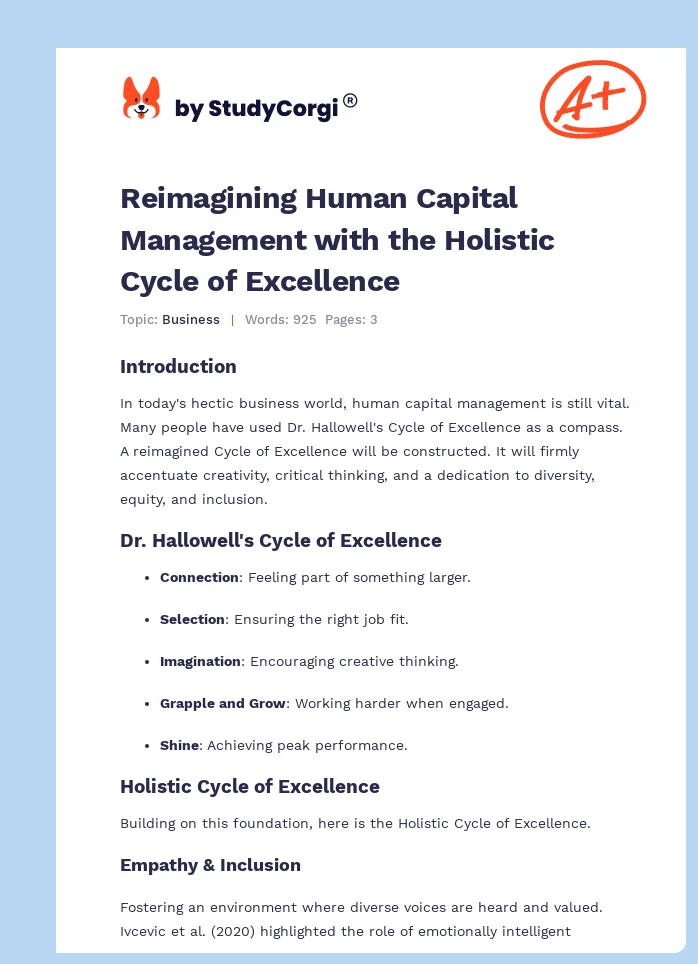 Reimagining Human Capital Management with the Holistic Cycle of Excellence. Page 1