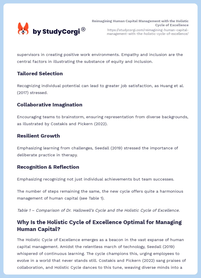 Reimagining Human Capital Management with the Holistic Cycle of Excellence. Page 2