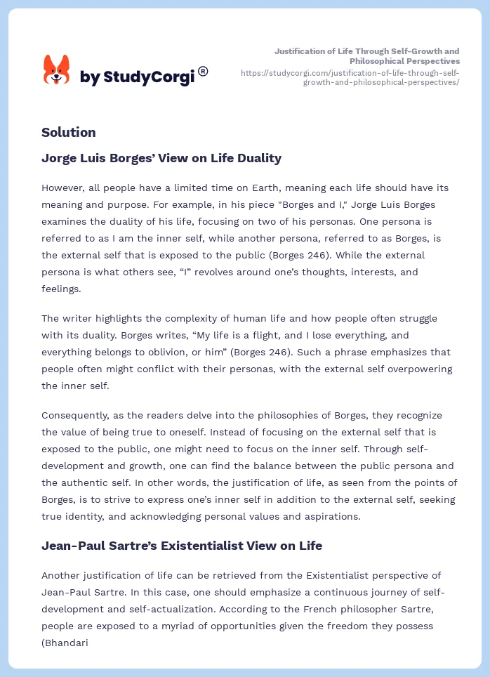 Justification of Life Through Self-Growth and Philosophical Perspectives. Page 2