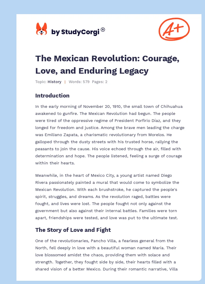 The Mexican Revolution: Courage, Love, and Enduring Legacy. Page 1