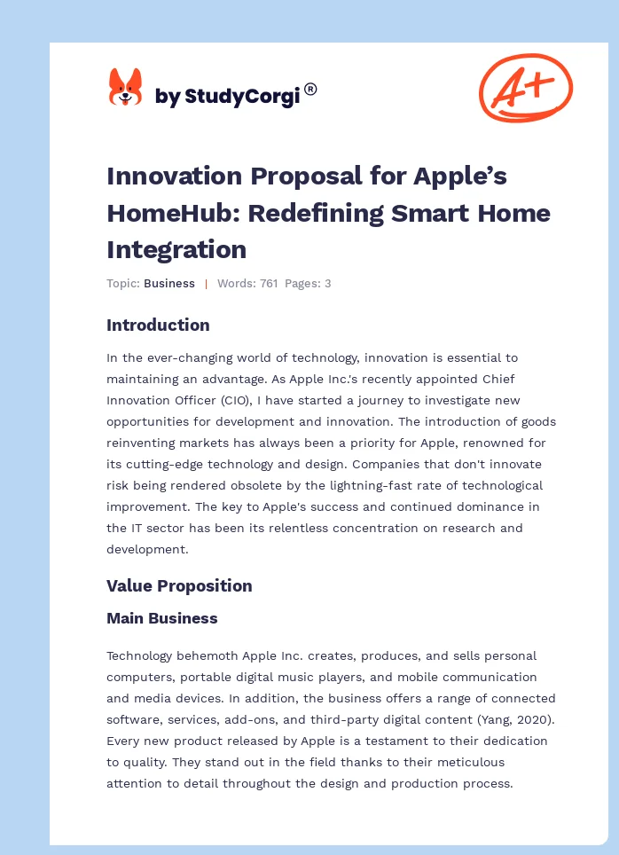 Innovation Proposal for Apple’s HomeHub: Redefining Smart Home Integration. Page 1