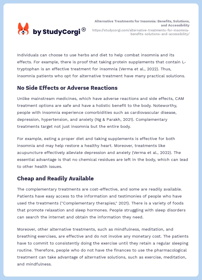 Alternative Treatments for Insomnia: Benefits, Solutions, and Accessibility. Page 2