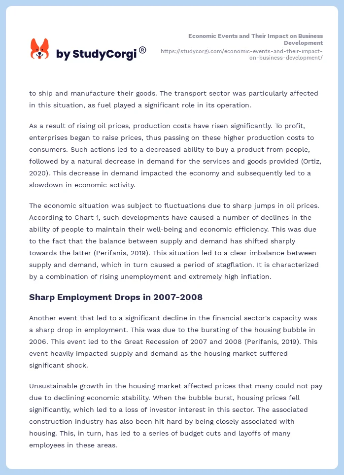 Economic Events and Their Impact on Business Development. Page 2