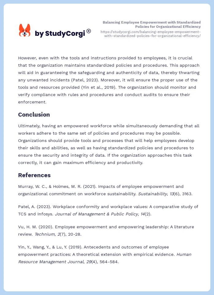 Balancing Employee Empowerment with Standardized Policies for Organizational Efficiency. Page 2