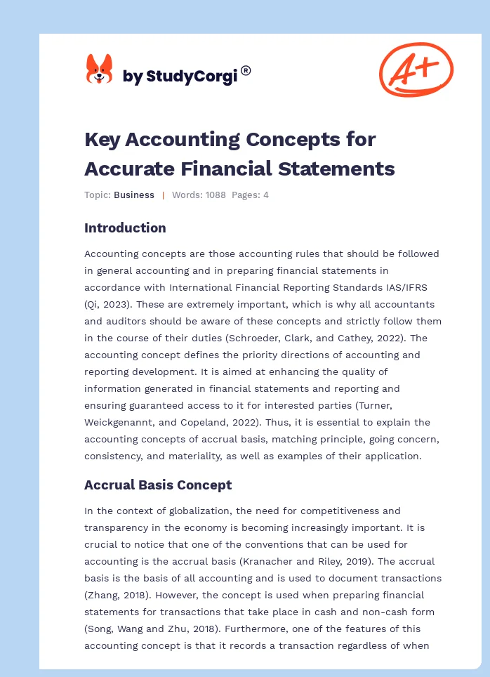 Key Accounting Concepts for Accurate Financial Statements. Page 1