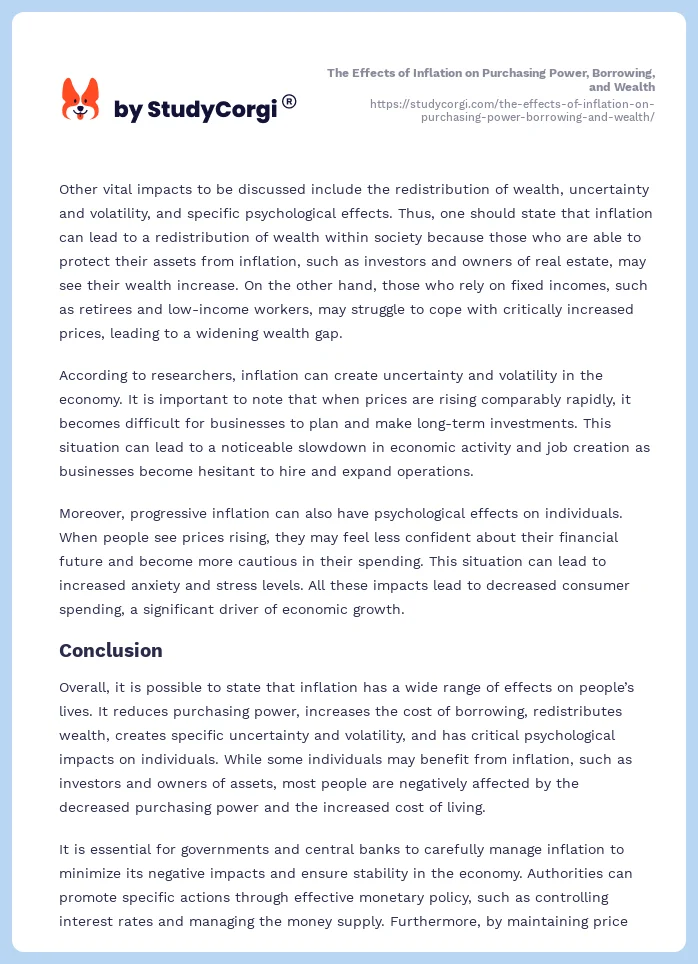 The Effects of Inflation on Purchasing Power, Borrowing, and Wealth. Page 2