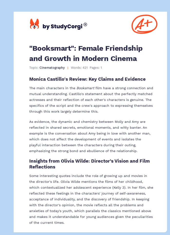 "Booksmart": Female Friendship and Growth in Modern Cinema. Page 1