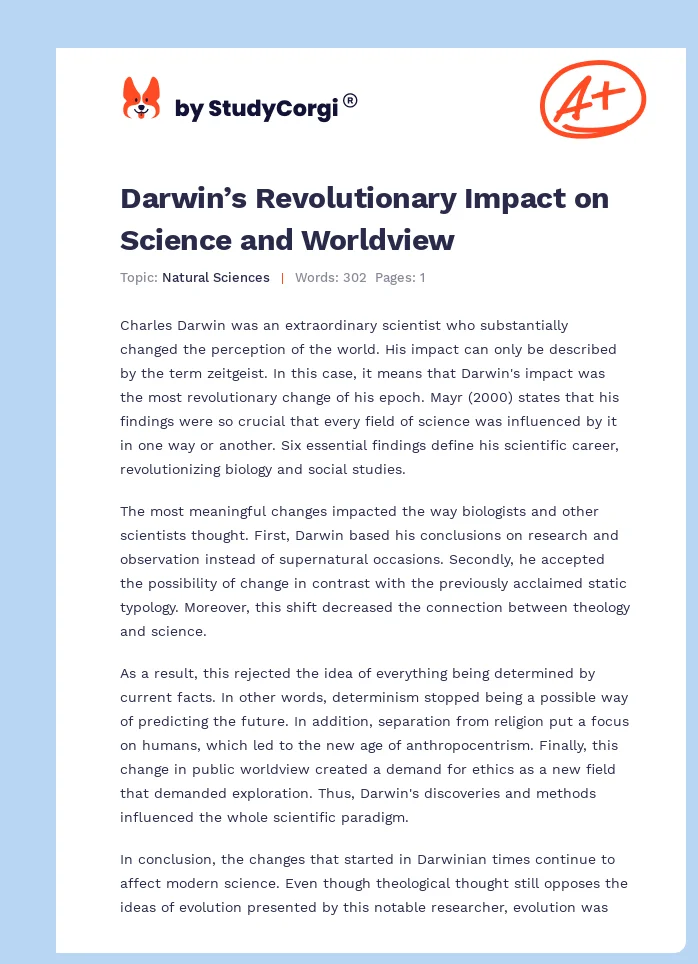 Darwin’s Revolutionary Impact on Science and Worldview. Page 1